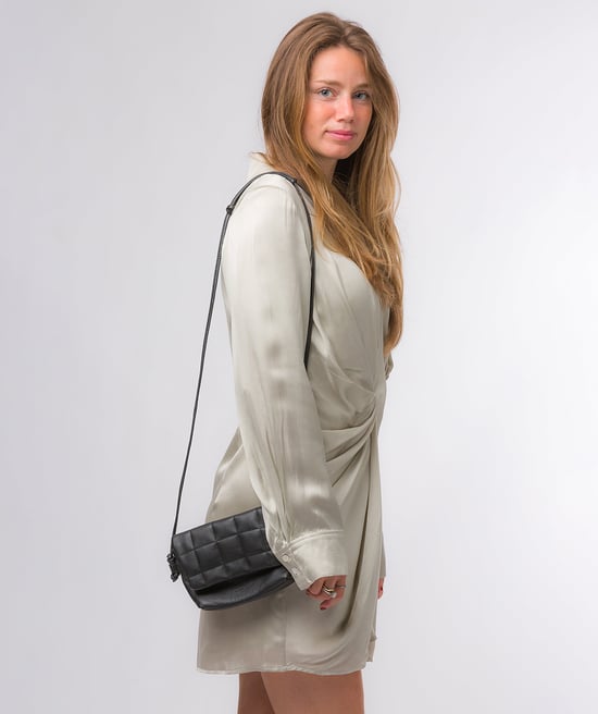 'Zoey' Black Nappa Leather Cross Body Bag