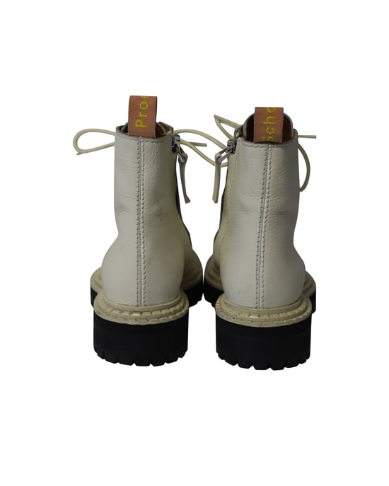 Proenza Schouler Lug Sole Combat Boots in White Calfskin Leather - Image 4
