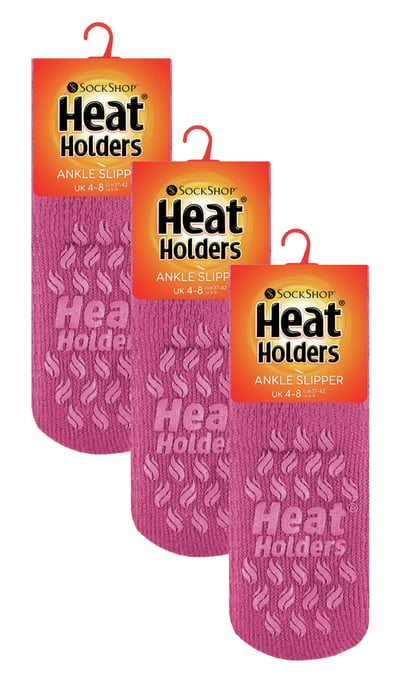 3 Paar Multiverpakking Dames Enkelpantoffelsokken | Heat Holders | Fleece laag uitgesneden pluizige damessokken met grijpers - Midroze - Image 2