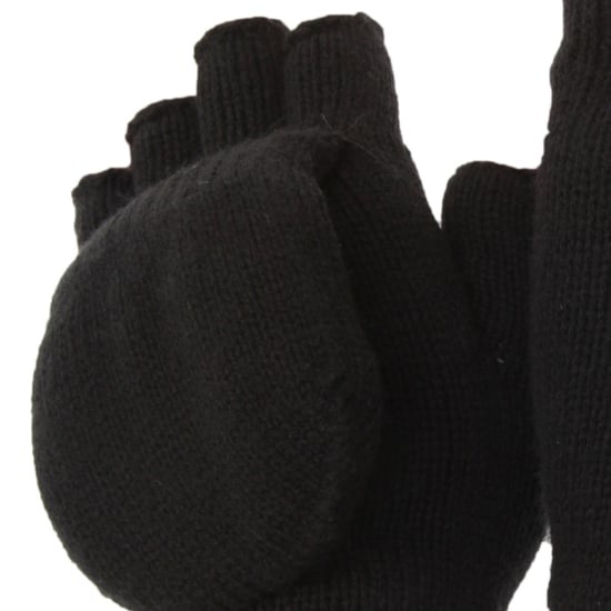 Floso Unisex Mens/Womens Thinsulate Thermal Capped Winter Fingerless Gloves (3M 40g) (Zwart) - Image 2