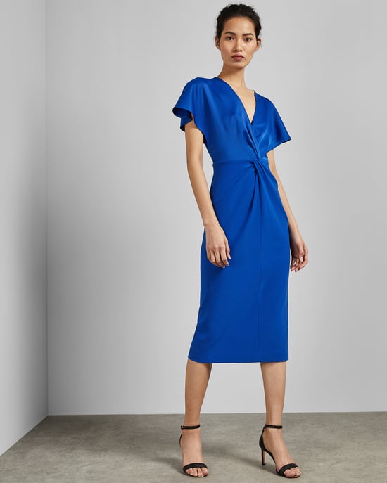 Ted Baker Ellame Wrap Over Full Sleeve Bodycon, Bright Blue