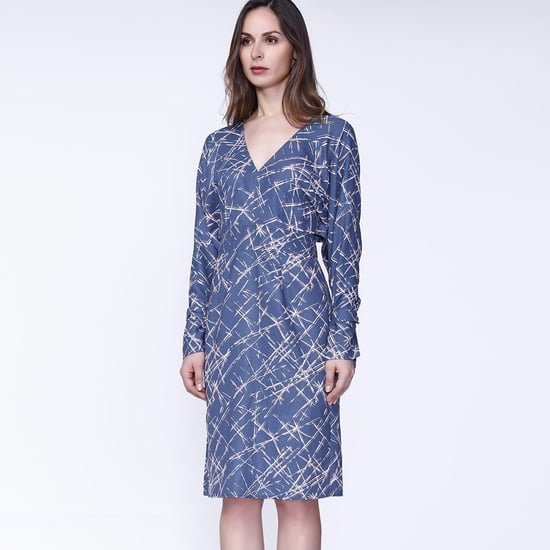 Geometrische print en v -neck jurk - Image 1