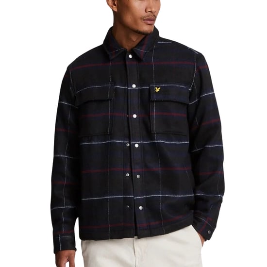 Lyle & Scott geborsteld tartan modderig marineblauw overshirtjack - Image 1