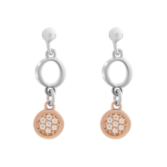 Orphelia 'Maite' Dames 925 Sterling Zilveren Dangle Oorbellen - Zilver/Roze ZO-7376 - Image 1