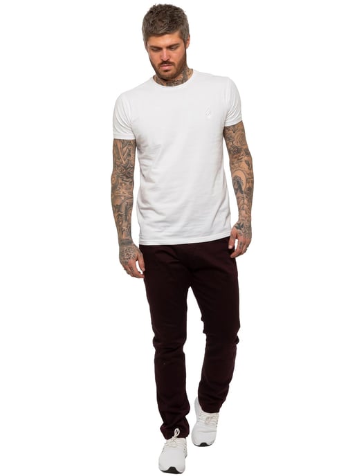 Enzo | Heren Slim Fit Stretch Chino Jeans - Bordeaux - Image 5