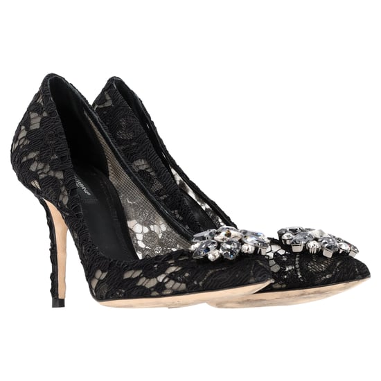 Dolce & Gabbana Lace Rainbow Pumps with Brooch in Black Rayon - Image 4