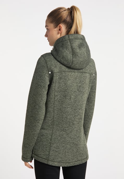 ICEBOUND Yuka serie Gebreide fleece jas Dames olijf melange - Image 3