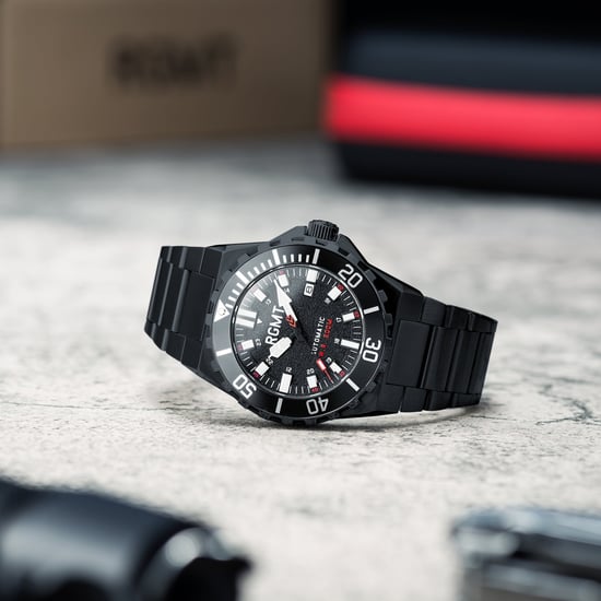RGMT Superav Men's Japanese Automatic 46mm Black Watch with Stainless Steel Bracelet