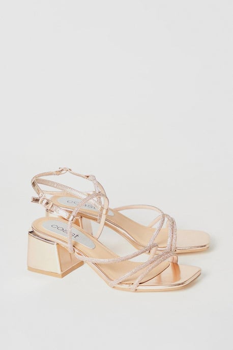 Tipsy Diamante Medium Block Heeled Sandals