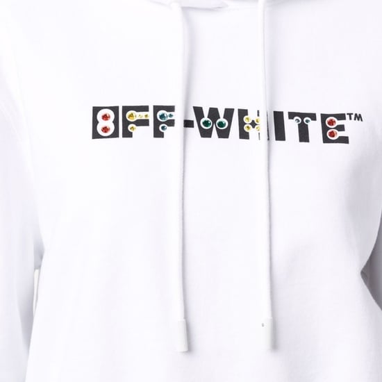 Off-White Geometric Logo Cropped White Hoodie