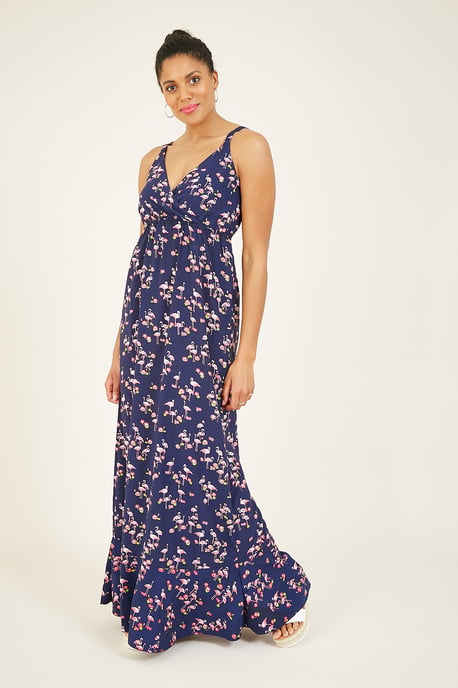 Yumi Navy Flamingo Maxi Dress