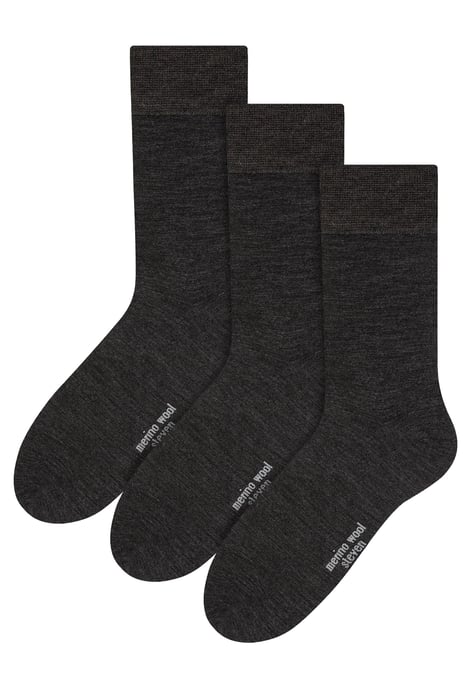 Steven - Heren 3 Paar Originele Merino Wollen Sokken | Lichtgewicht Boot Sokken - Houtskool - Image 1