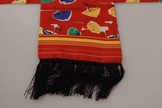 Dolce & Gabbana Multicolor DG Umbrellas Print Shawl Fringe Men's Scarf