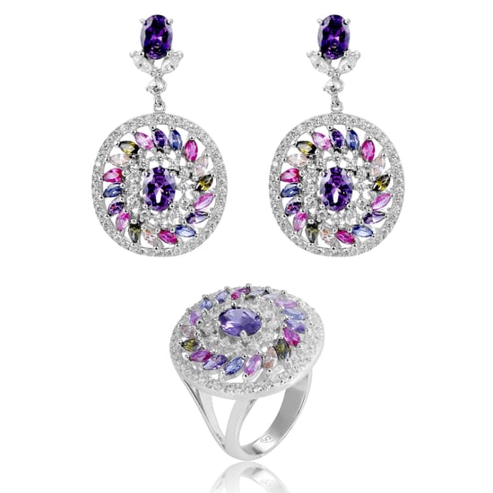 Orphelia 'Enya' Dames 925 Sterling Zilveren Set: Oorbellen + Ring - Zilver SET-7428 - Image 1