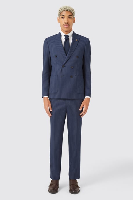 Milltown Slim Fit Double Breasted Navy Jacket TT x AM