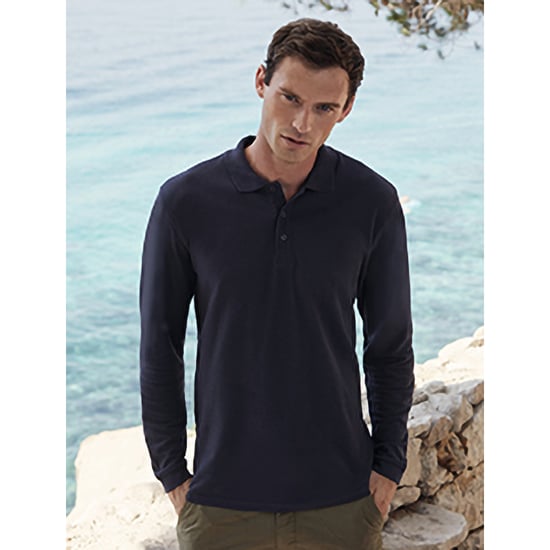 Fruit Of The Loom Heren Premium Poloshirt Met Lange Mouwen (Donker Marine) - Image 3