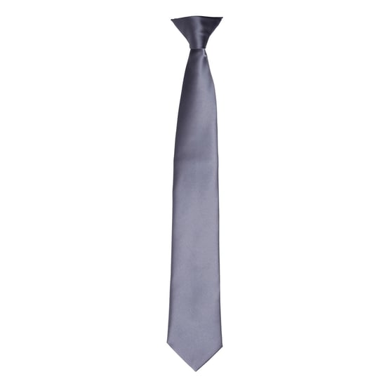 Premier Colours Mens Satin Clip Tie (Steel)