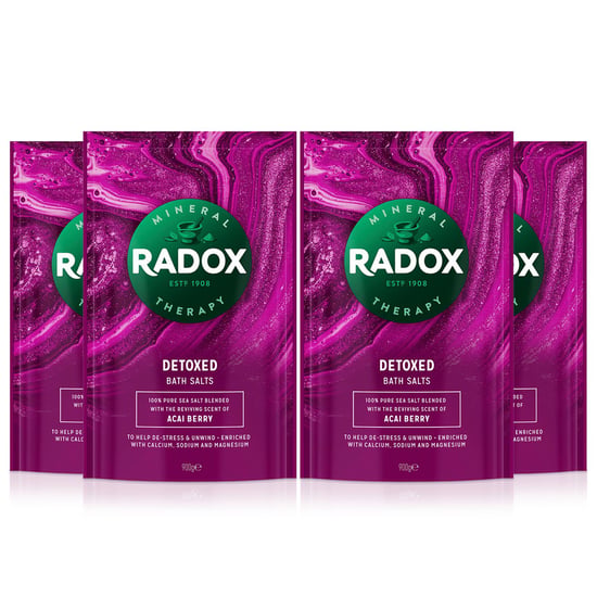 Radox Bath Salts Detoxed Bath Therapy, Acai Berry, 4 Packs of 900g