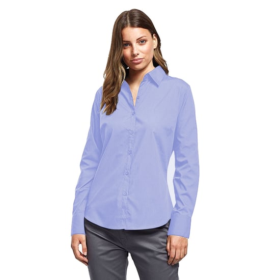 Premier Dames/Dames Popeline Blouse met Lange Mouwen (Middenblauw) - Image 3