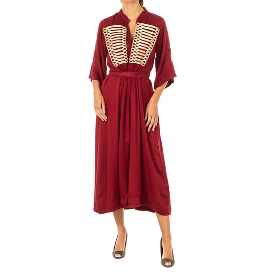 Women's dress with wide 3/4 sleeves with mandarin style collar LWDG30