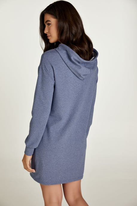 Indigo Melange Hooded Mini Dress