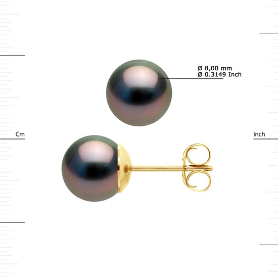 DIADEMA - Earrings - Yellow Gold and Real Tahitian Pearls