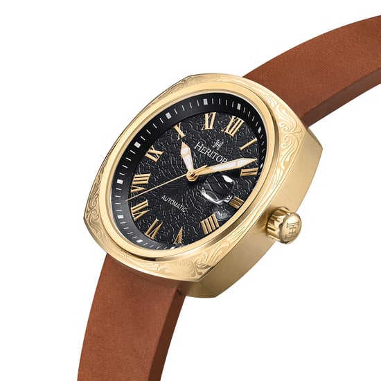 Heritor Automatische Davenport Gegraveerde-Kast Leerband Horloge met Datum - Image 2