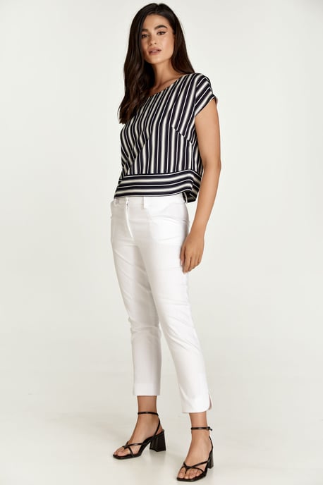 Navy gestreepte top met boothals - Image 6