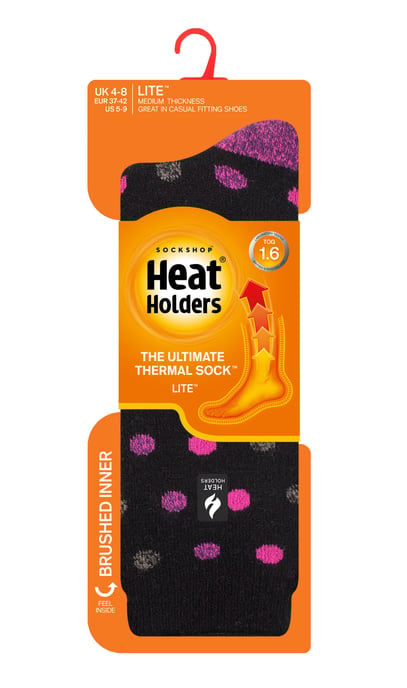 Heat Holders Lite - Geïsoleerde thermo damessokken - Zwart / Bessen (Malaga) - Image 2