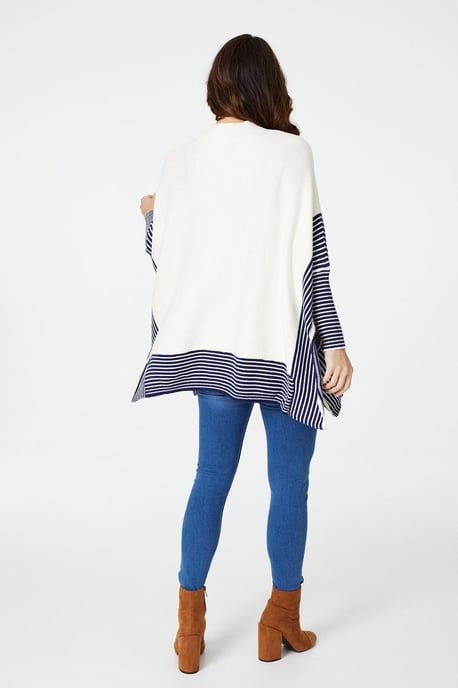 Cream Striped Oversized Knitted Jumper