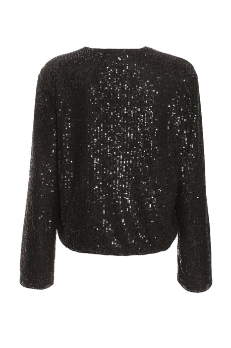 Black Sequin Bomber Jacket