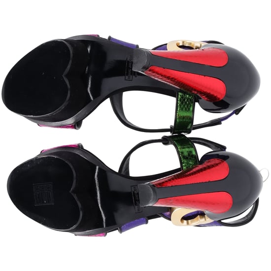 Marc Jacobs Kleurblok Hart Platform Hak Sandalen in Multicolour Leer - Image 6