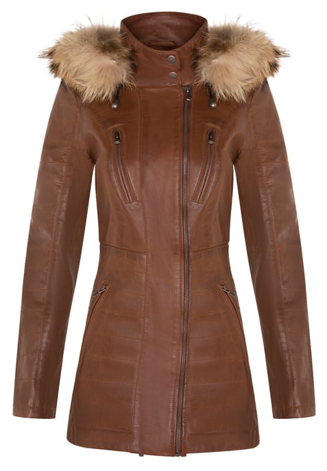 Women's slim fit leather park bag with hooded top - Northam
