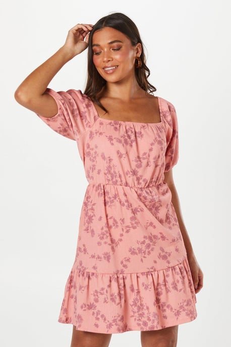 Petite Blouson Waist Detail Mini Dress