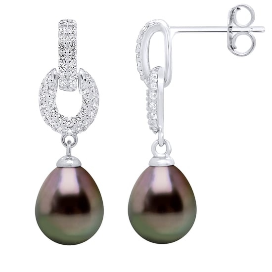 Hanging Earrings Real Cultured Tahiti Pearls 8-9 mm