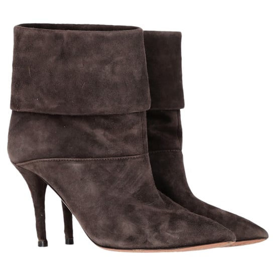Aquazzura Vouw Enkellaarsjes met Hak in Bruin Suède - Image 2