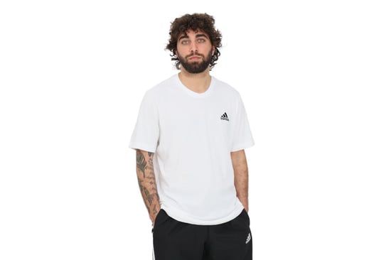 Men's adidas Essentials Embroidered Small Logo T-Shirt in White - Image 4