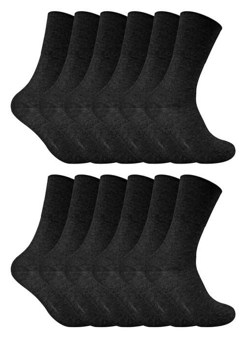12 stuks sokken zonder elastiek thermo diabetessokken voor dames - Zwart - Image 1