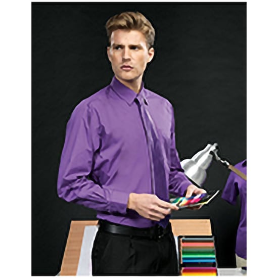 Premier Heren Premier Poplin Formeel Overhemd Met Lange Mouwen (Rijke Violet) - Image 2