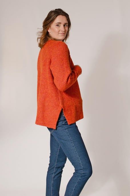 Round Notch Neck Wool Blend Jumper