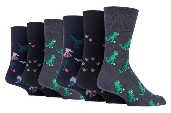 6 paar sokken zonder elastiek herensokken met zachte grip 39-45 Uk - Dinosaurussen - Image 1