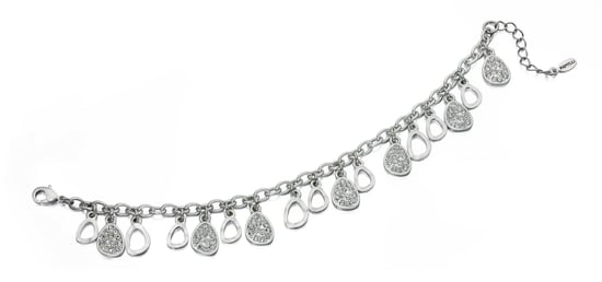 Fiorelli Fashion Imitation Rhodium Plated Crystal Teardrop Charms Bracelet 19cm + 3cm