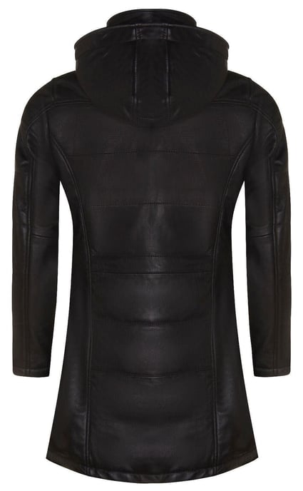 Womens Leather Hooded Quilted Parka Coat-Olney