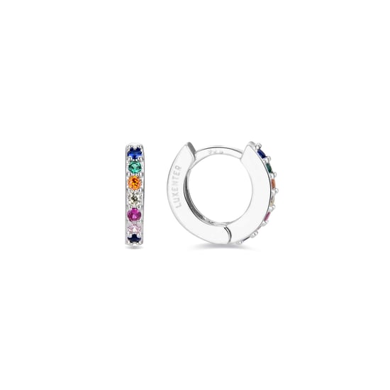 Luxenter hoepel oorbellen, 925 sterling zilver, leofcar en veelkleurige zirkonia met gerhodineerde afwerking - Image 1