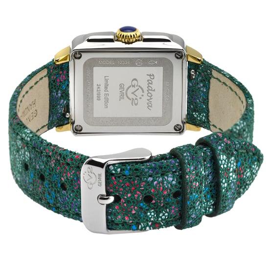 GV2 Womens Padova White Dial Green Floral Leather 12334F Swiss Quartz Watch