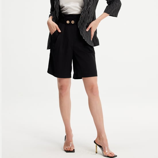 Geplooide bermuda met hoge taille - Image 3