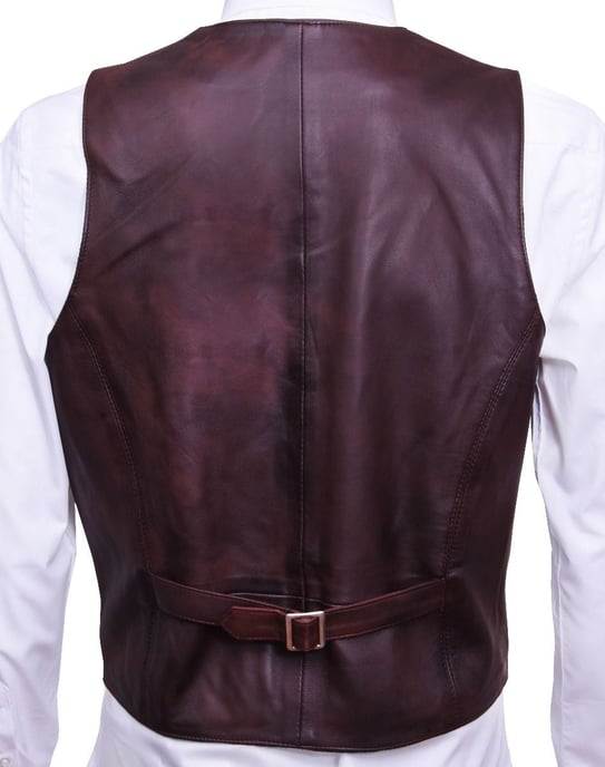 Light brown leather vest, formal traditional gilet vest