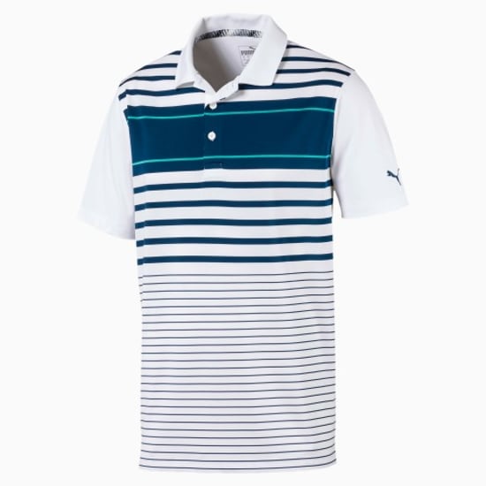 Puma Cobra Spotlight Gestreept Collared Sport Golf Poloshirt 577882 16 - Image 1