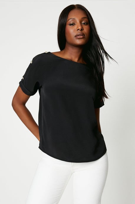 Button Shoulder Blouse