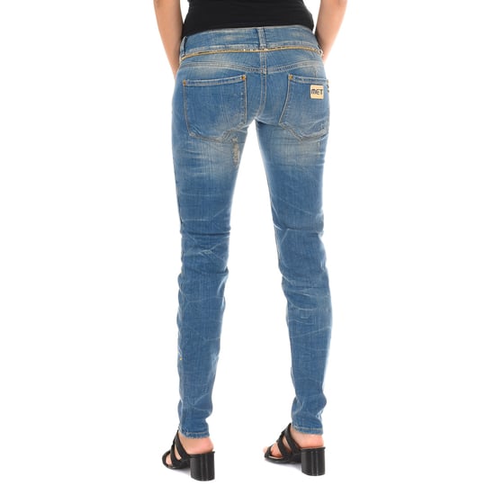 Lange denim broek versleten en gescheurd effect 10DB50128 vrouw - Image 3